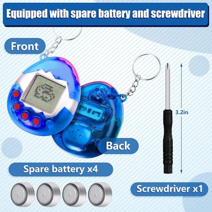 rayihni 6 PCS VIRTUAL PETS KEYCHAIN NOSTALGIC VIRTUAL ELECTRONIC DIGITAL PETS KEYCHAIN GAME KEYRING RETRO HANDHELD GAME MACHINE ELECTRONIC TOYS WITH 1 PIECE SCREWDRIVER (INTERNAL BATTERY) - Image 5